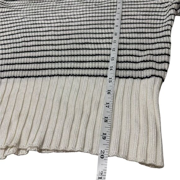 Theory Striped Boatneck Pullover Sweater Top Size Medium Ribbed Stretch Viscose - Picture 5 of 8